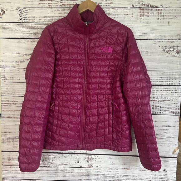 The North Face Women's Pink Thermoball Insulated L Puffer Jacket Lightweight - Picture 9 of 9